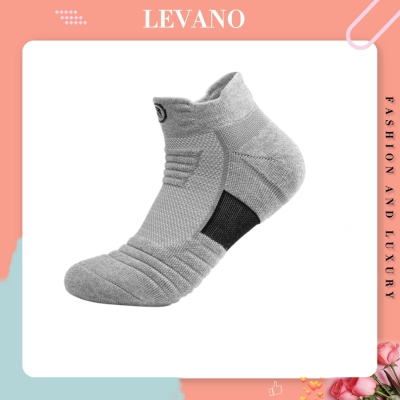 Tất nam nữ cổ ngắn thể thao công sở LEVANO chất liệu cotton dày dặn êm chân hút ẩm hạn chế thối chân T009