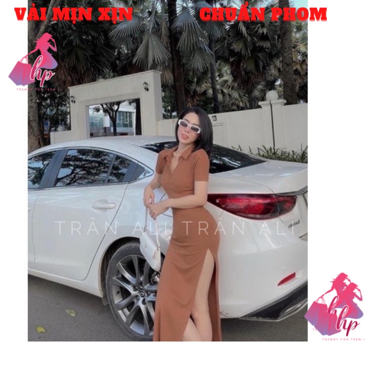 Đầm váy nữ maxi dài kiểu xẻ tà hở lưng đan dây ôm body tay ngắn thời trang dự tiệc sexy phong cách hàn thời - VD08.