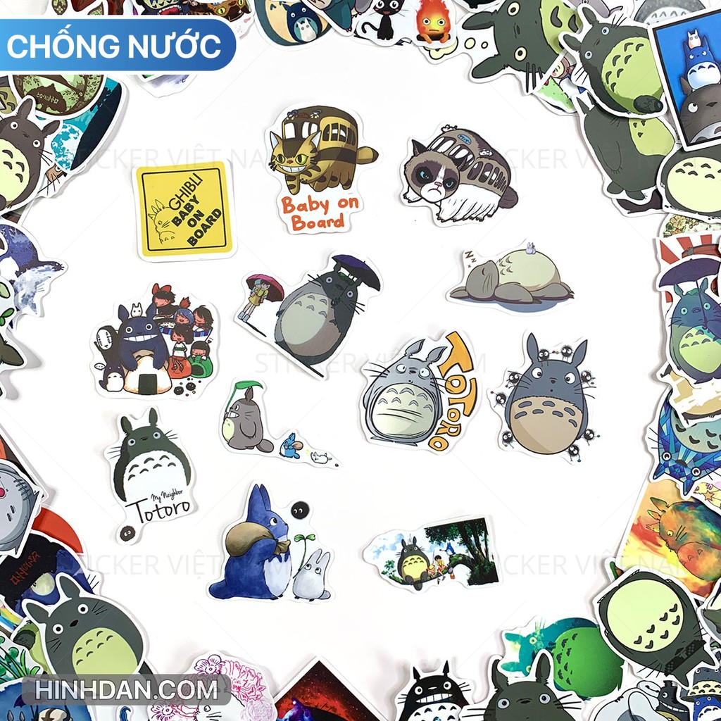 Sticker TOTORO chống Nước dán Va Li, Xe, Laptop, Nón Bảo Hiểm, Máy Tính, đàn guitar