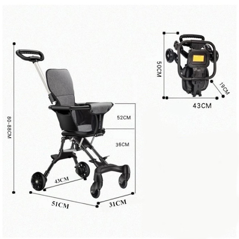 Xe đẩy cho bé, xe đẩy gấp gọn, xe đẩy du lịch cao cấp cho bé