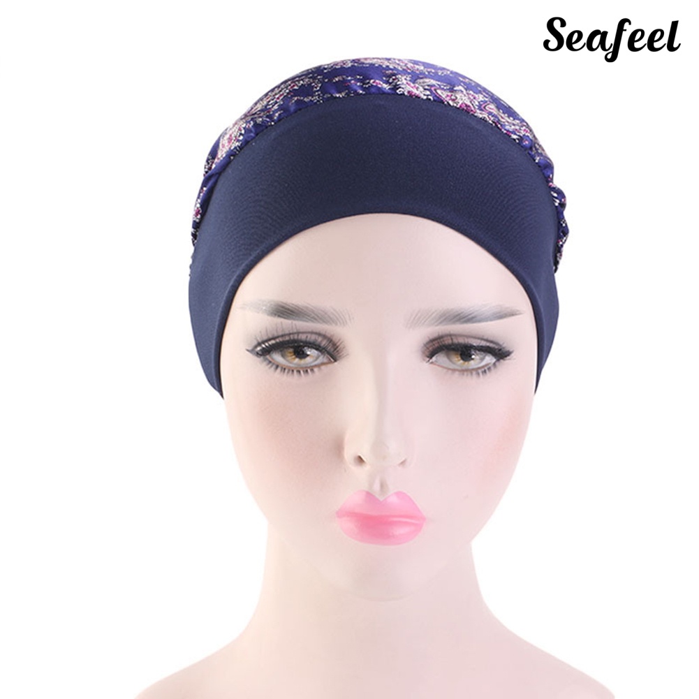 Mũ turban trùm đầu co giãn in họa tiết hoa thời trang cho nữ
