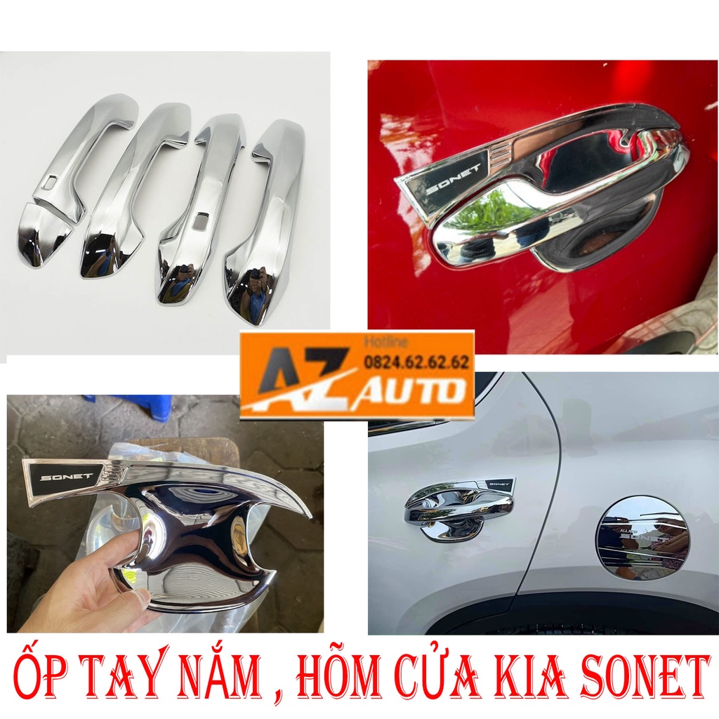 Ốp Tay Nắm, Hõm Cửa Xe KIA Sonet 2022-2023 Mẫu Mạ Crom Loại 1 Cao Cấp