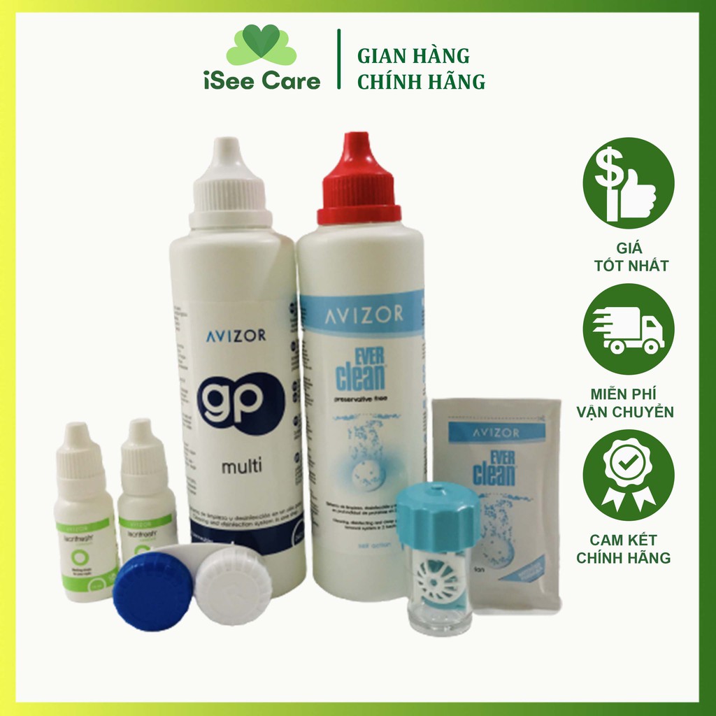 Combo 2 Nước nhỏ mắt, 1 nước ngâm lens & 1 chai tẩy lens kính áp tròng Avizor