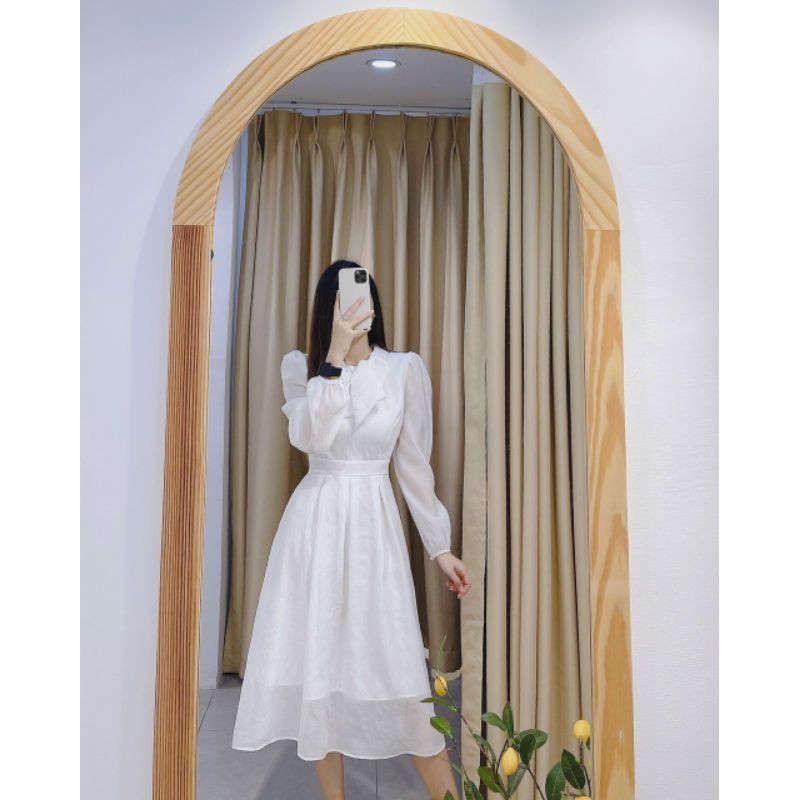 Đầm dự tiệc dáng xòe nơ cổ dễ thương | BigBuy360 - bigbuy360.vn