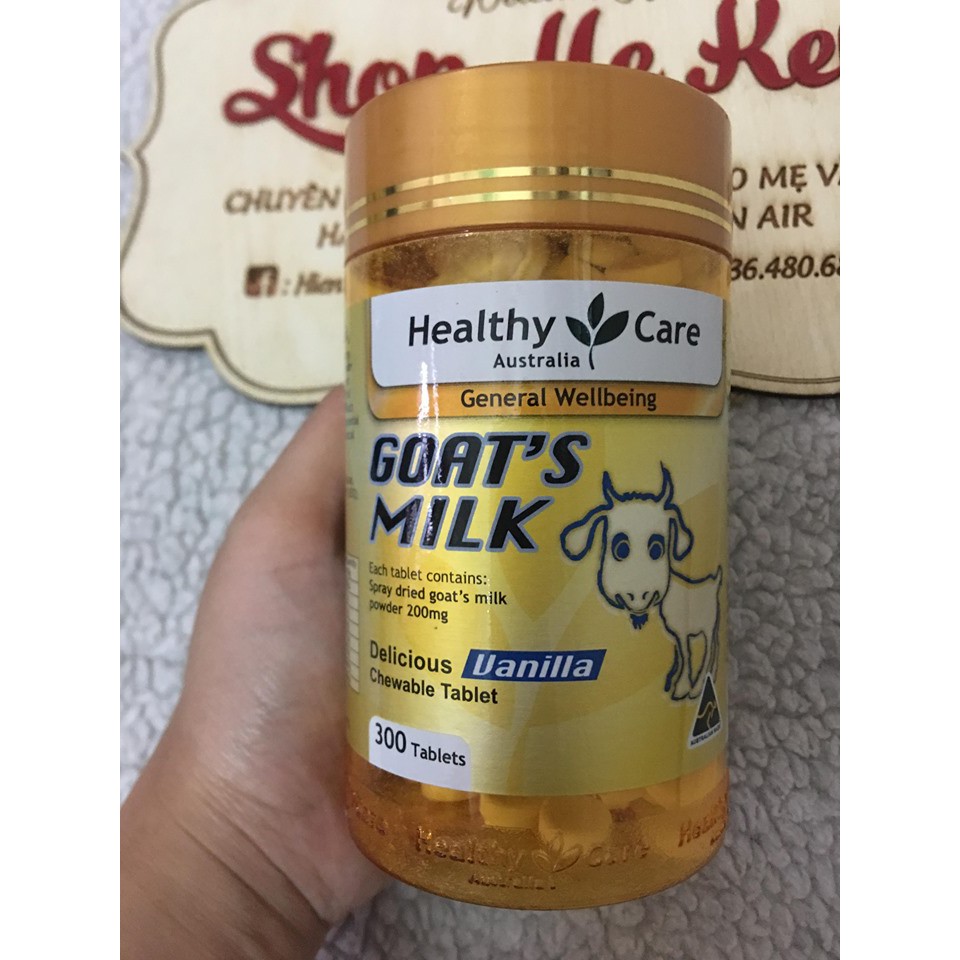 Sữa Dê Cô Đặc 300 Viên Goat Milk Healthy Care Úc, Vị Vani (Úc)