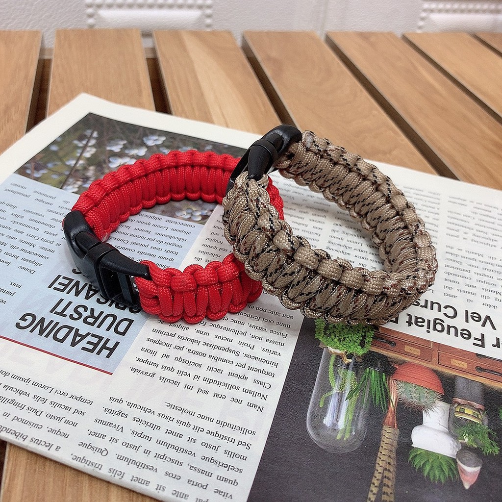 Vòng đeo tay sinh tồn Paracord handmade nam nữ chốt nhựa chốt kim loại 2P13