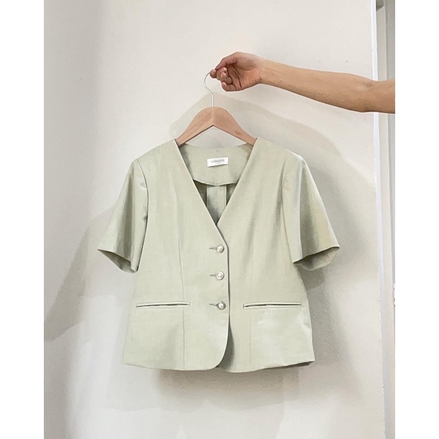 Blazer hè cộc tay màu xanh mint Hàn quốc