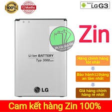 PIN LG G3 (F400)/ G3 CAT6 (F460)/ D855/ D850/ LS980 CHÍNH HÃNG, DUNG LƯỢNG 3000 MAH zin Chính Hãng, không bị treo máy