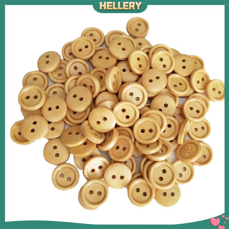 Set 100 Nút Gỗ 2 Lỗ 13mm Màu Nâu Nhạt Phong Cách Vintage Dành Cho May Vá