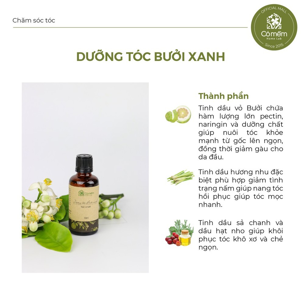 Dưỡng Tóc Bưởi Xanh Giúp Tóc Chắc Khỏe Mềm Mượt Cỏ Mềm 50ml