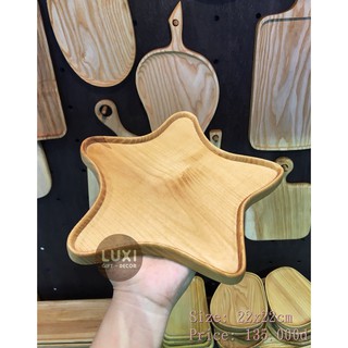 Khay gỗ sồi mẫu hình ngôi sao, dùng trong nhà hàng, quán cà phê (decor 27) - Xưởng LUXI decor