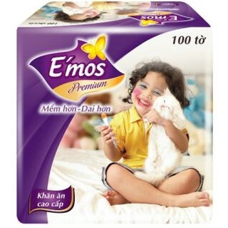 Khăn giấy vuông e-mos premium gói 100 tờ
