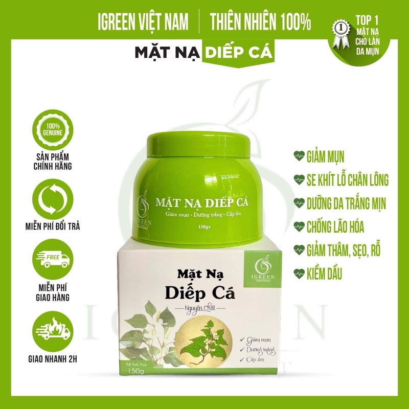 MẶT NẠ DIẾP CÁ TƯƠI SE KHÍT LỖ CHÂN LÔNG 100% THIÊN NHIÊN IGREEN - MỤN, SÁNG DA, MỊN MÀNG