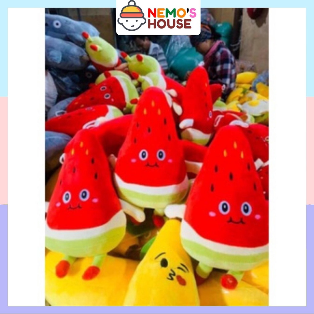 Dưa hấu bông mềm mịn cute giá rẻ, thú nhồi bông mini đáng yêu cho bé
