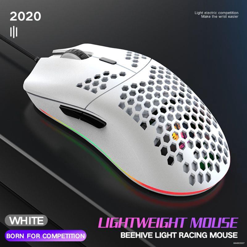 Chuột chơi game kiểu tổ ong khoét rỗng CRE M6 khối lượng nhẹ có dây RGB 12000DPI