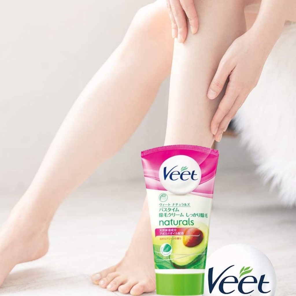 Kem tẩy lông Veet Nhật Bản 150G Naturals Bơ - tặng kèm bông cọ