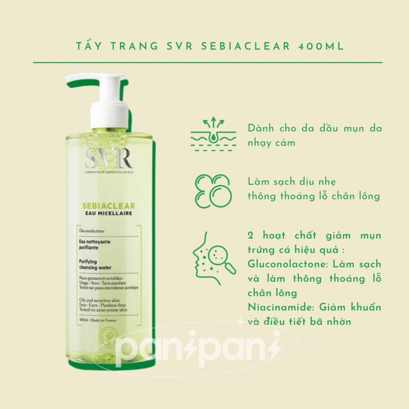 [100% AUTH] Nước Tẩy Trang SVR Sebiaclear Eau Micellaire 400ML