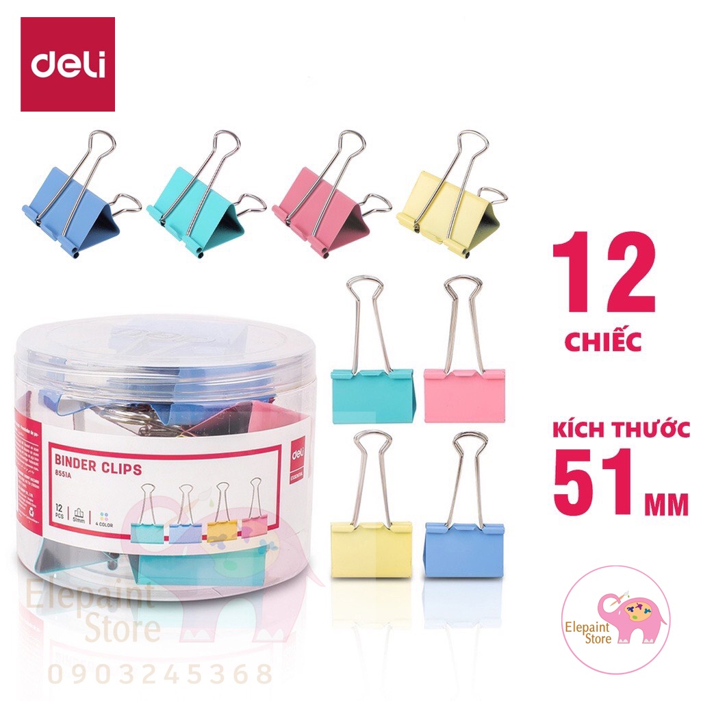 Kẹp giấy 51mm Deli E8551A (hộp 12 chiếc)
