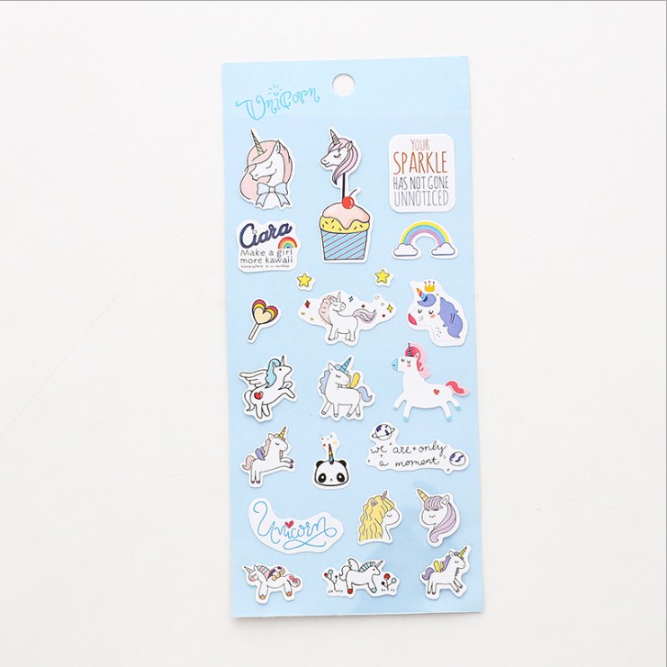 Set hình dán mini unicorn xinh xắn tiện lợi