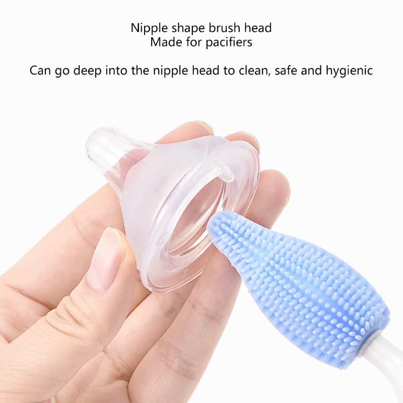 Set 3 Cọ Vệ Sinh Bình Sữa Em Bé Bằng Silicon Mềm Có Thể Xoay 360 Độ Tiện Lợi