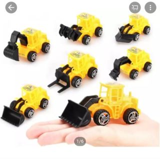 Combo 6 xe đồ chơi kỹ thuật xây dựng mô hình xe máy xúc, xe máy ủi, xe nâng
