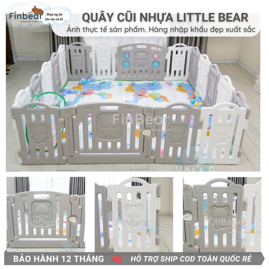 Quây Cũi Nhựa Little Bear Bộ 8+2 10+2 12+2 14+2 16+2, Cũi nhựa an toàn cho bé FINBEAR