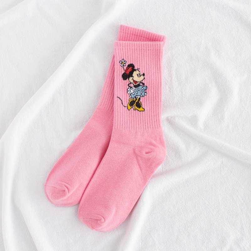 DISNEY Đôi Vớ Thể Thao Bằng Vải cotton Thấm Hút Mồ Hôi In Hình Chuột Mickey Minnie Vịt Donald Dành Cho Bé Gái