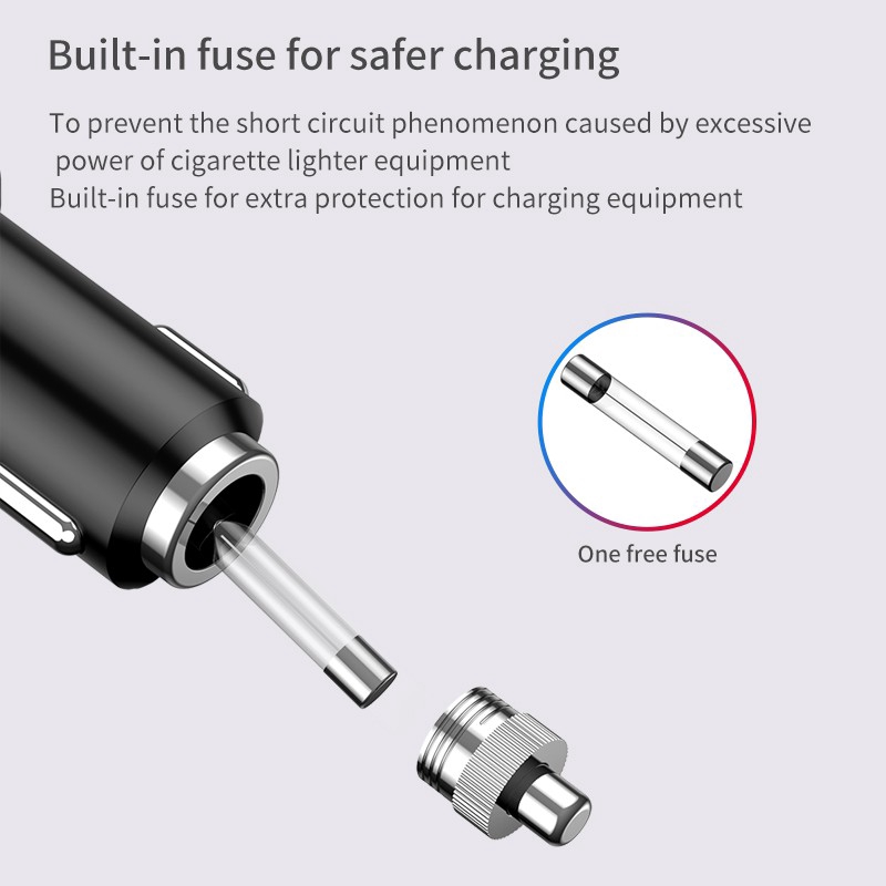 Tẩu Sạc Nhanh Thông Minh USB QC3.0 3.1A Kèm 2 Cổng USB + 2 Ổ Cắm Thuốc Lá Điện Áp