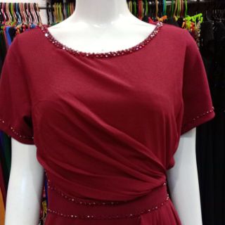 Đầm dự tiệc trung niên sang trọng thiết kế BM đầm dáng suôn ôm nhẹ