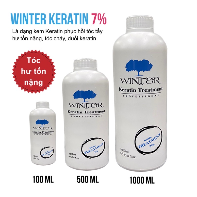 Phục hồi tóc WINTER - KERATIN 500ML, 1000ML - Phục hồi tóc tẩy, tóc cháy, tóc hư tổn nặng