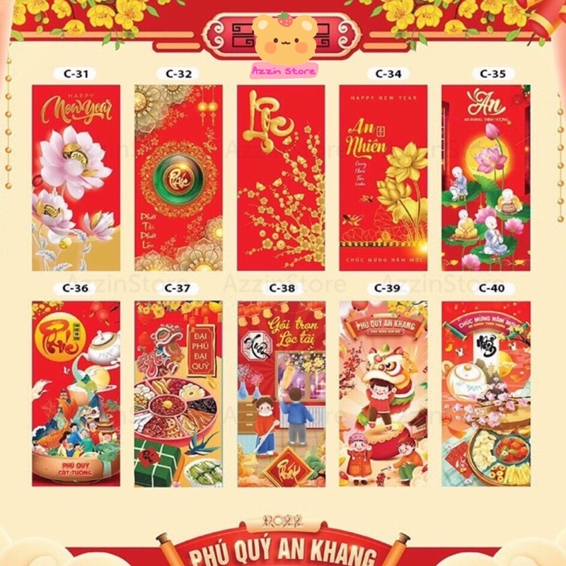 10 Bao lì xì 2022 tết hot trend 83 mẫu dễ thương, phong lixi đỏ truyền thống chibi đẹp độc lạ sỉ lẻ giá rẻ Azzin Store