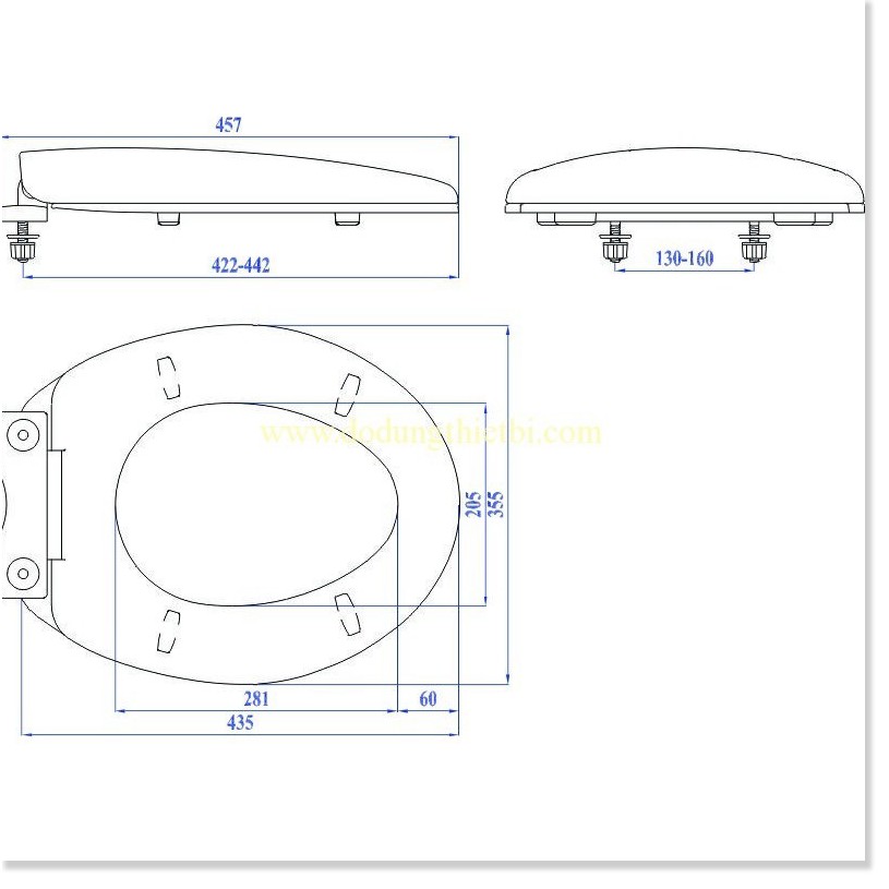 Nắp nhựa màu xanh cốm rơi êm cao cấp thay thế cho các loại bồn cầu INAX thân ngắn 117-108