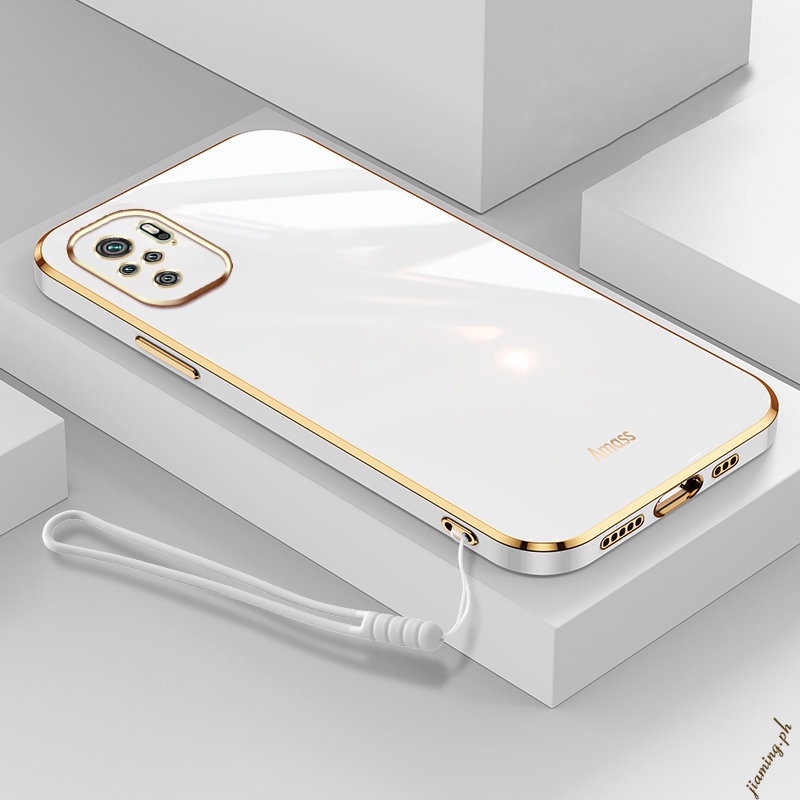 Ốp Điện Thoại Mạ Viền 6D Bằng Silicon Mềm Chất Lượng Cao Kèm Dây Đeo Cho mi Xiaomi Redmi Note10 4G Note 10S Sự Bảo Vệ