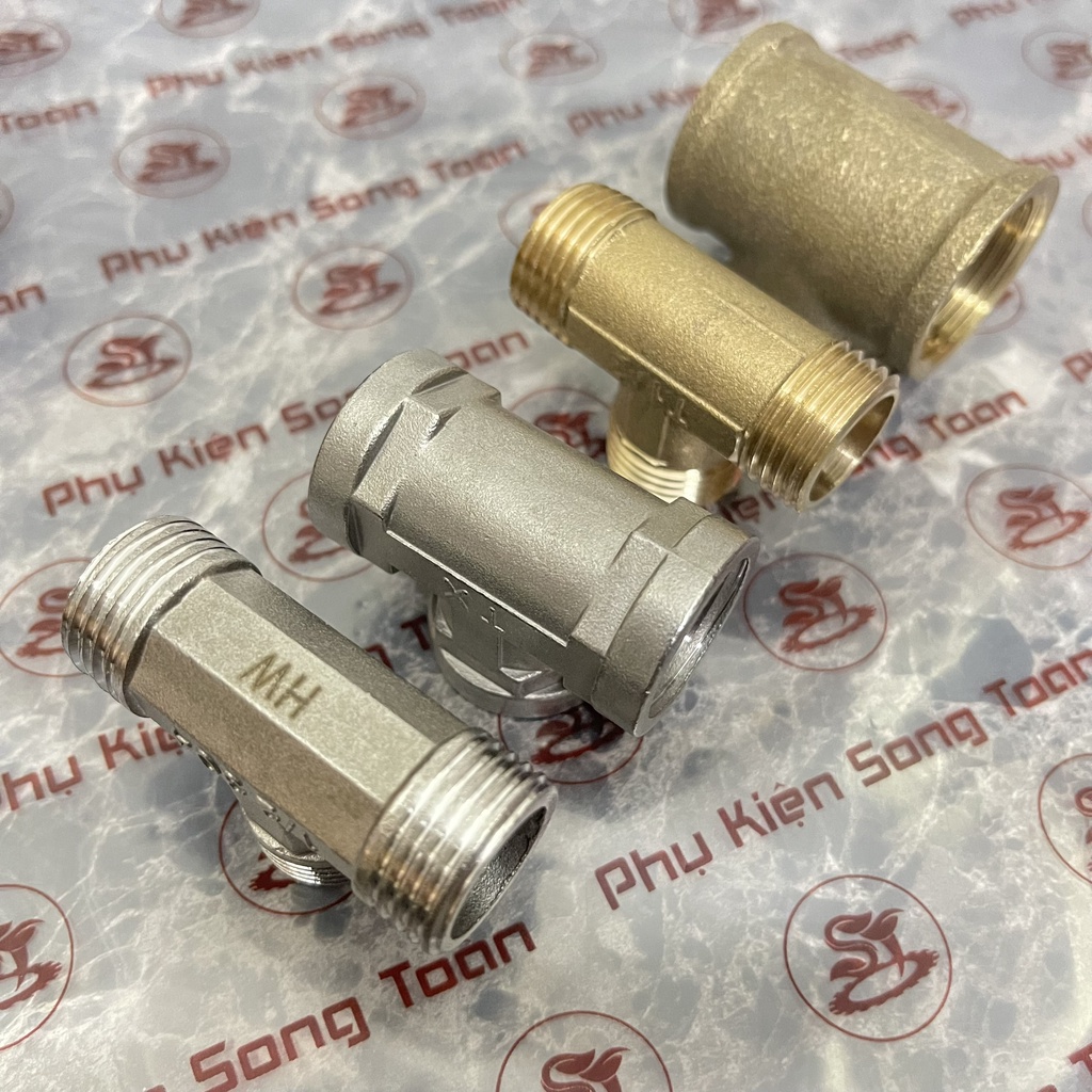 [TEE NỐI REN] Tê chia ba đầu ren trong &amp; ngoài bước ren BSP hệ G dân dụng (T pipe fitting tee male &amp; female)