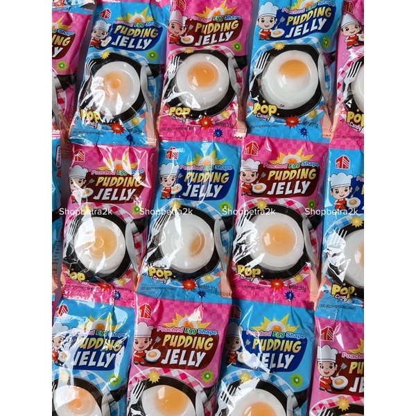 Thạch pudding hạt nổ hình chảo chiên trứng