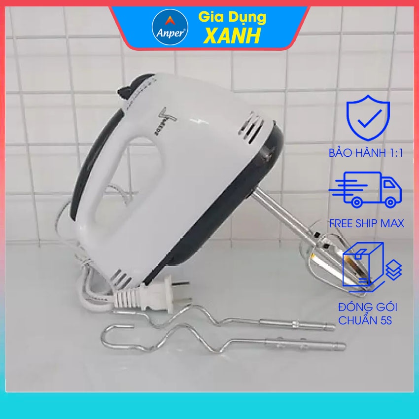 Máy đánh trứng cầm tay mini ANPER 07 tốc độ 180W loại cao cấp 2020 thiết kế kết cấu đũa khuấy tulip và soắn phù hợp