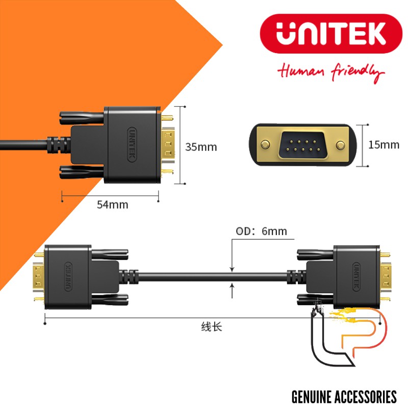 CÁP RS232 DÀI 3M 2 ĐẦU ÂM UNITEK Y-C 704ABK - CÁP COM 9 / RS232 2 ĐẦU 3M UNITEK Y-C 704ABK