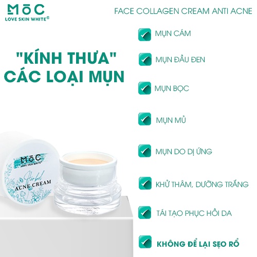 Kem dưỡng ngăn ngừa mụn thâm Collagen Love Skin White Mộc 20g