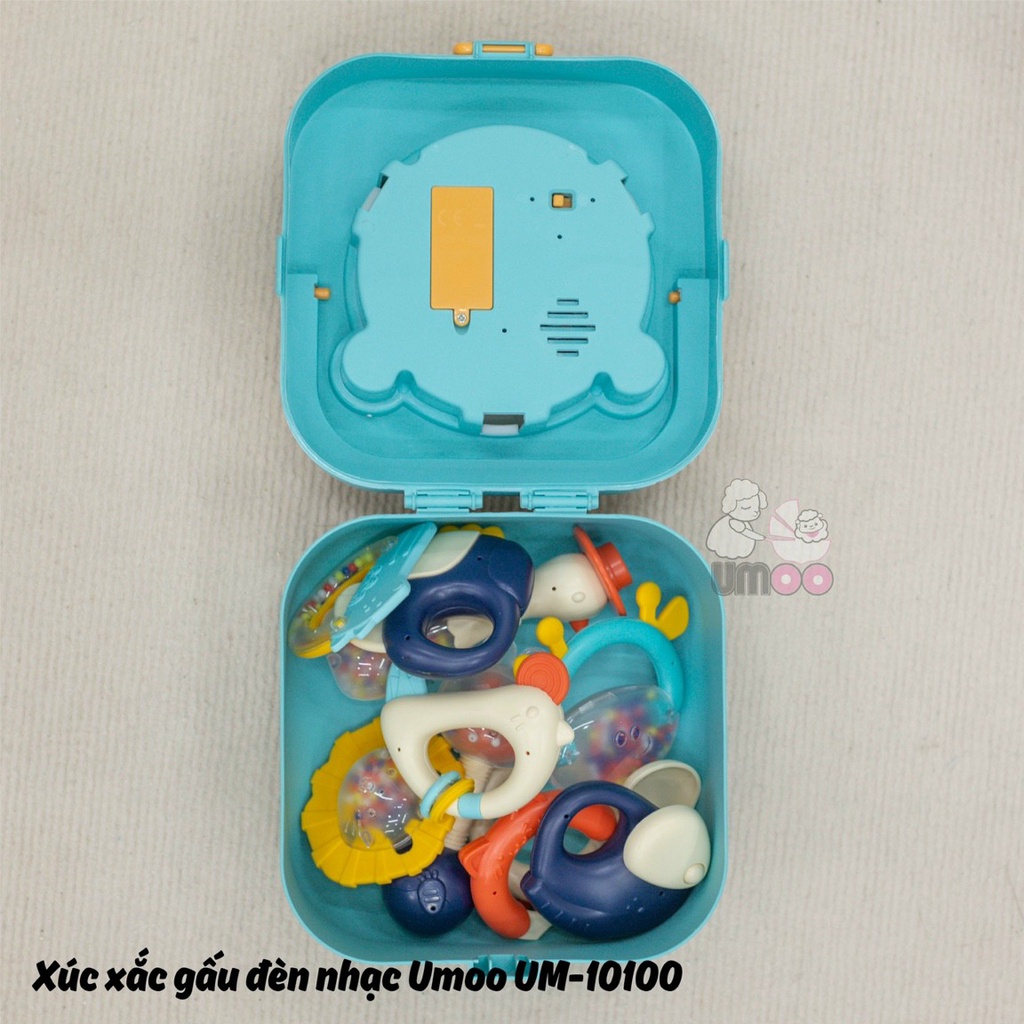 Đồ chơi gặm nướu an toàn hãng Umoo 10 món- hộp đựng có nhạc vui nhộn, xinh xắn