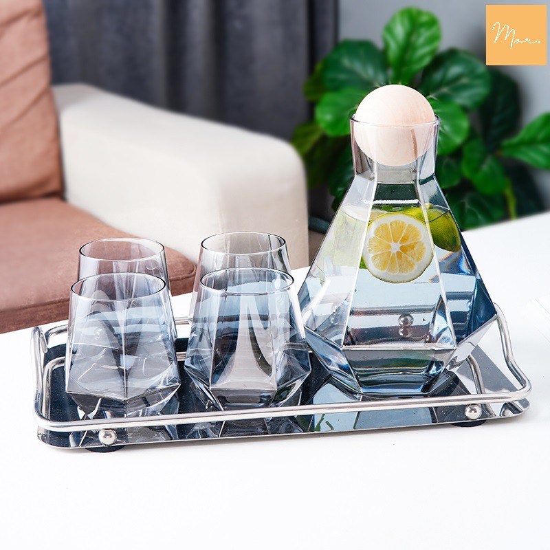Bộ bình nước thủy tinh chịu nhiệt - 1.3L (4 màu)