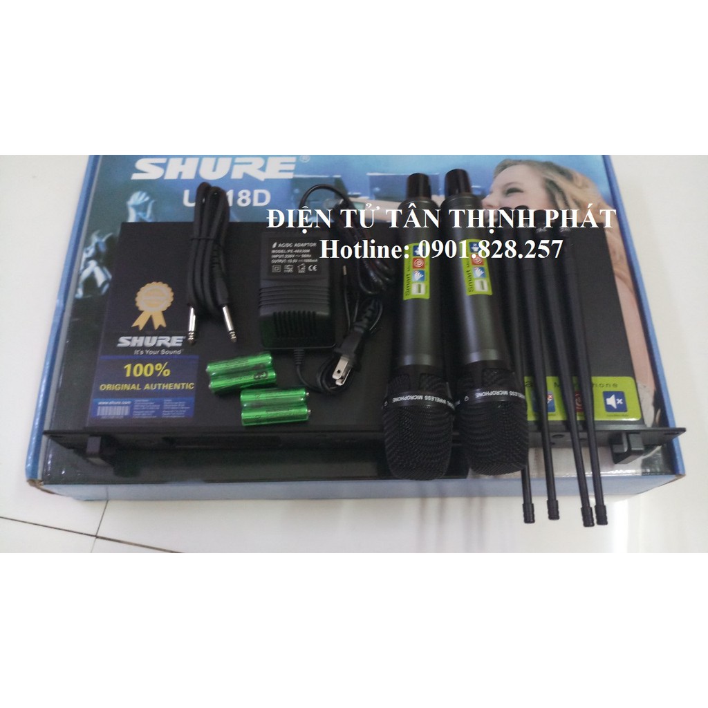 Micro không dây shure UR18D 4 râu phát sóng xa, chống hú tốt - shure ur-18d