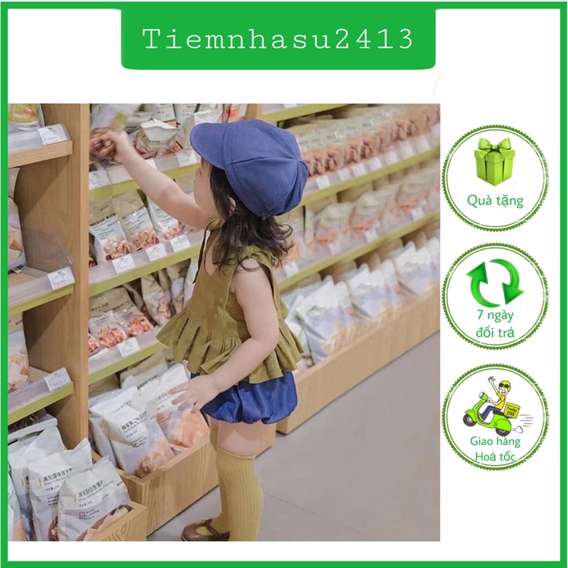 Quần áo bé gái - Bộ quần áo 2 dây phối quần sọc Jean cho bé gái màu siêu Tây, siêu cute (08-18kg) - TIỆM NHÀ SU