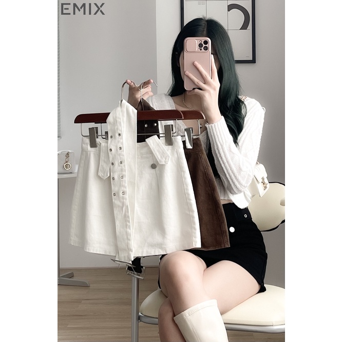 Quần short kèm đai EMIX dáng ngắn, mini, cạp cao, khóa giữa, chất kaki có co giãn, ít nhăn 757
