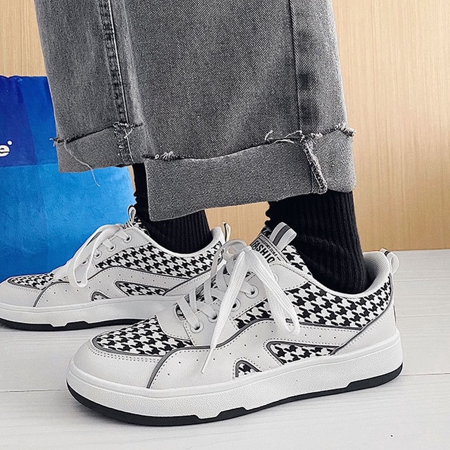 Giày Thể Thao Kẻ Caro Dành Cho Nam Hàng Quảng Châu -  Phối Sọc Kẻ Có Phản Quang Chất Da phối vải canvas