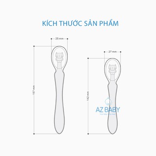 Set 2 Thìa Ăn Dặm Cho Bé Bọc Silicon Bảo Vệ Nướu kèm hộp đựng AZ Baby - AD006