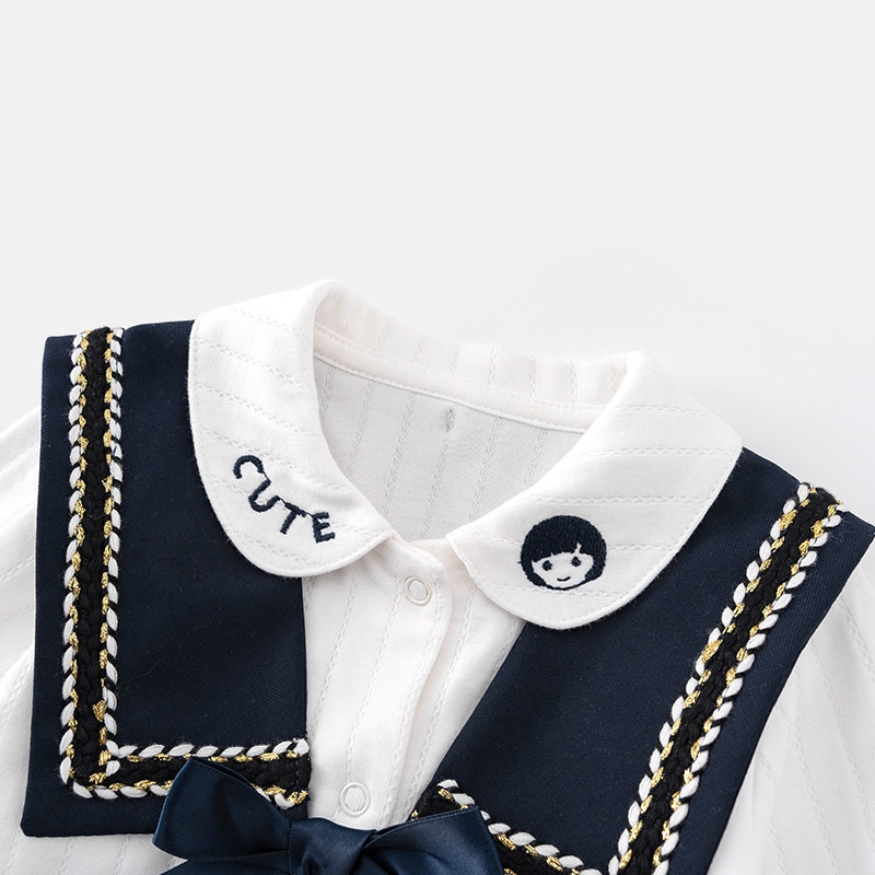 Áo liền quần ngắn tay phong cách hải quân thời trang cho bé gái 2020