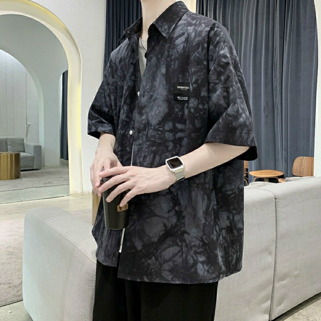 Áo sơ mi loang màu Essential nổi bật độc đáo họa tiết dark sky giá rẻ chất lượng xu hướng giới trẻ hiện nay