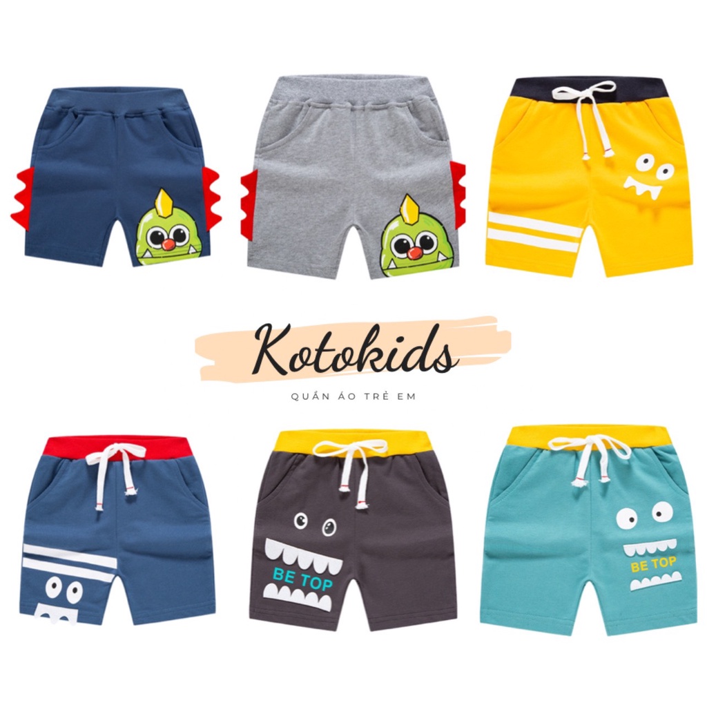Quần short cotton bé trai Betop quần thun in hình ngộ nghĩnh cho bé DK9022 - DK9036 - DK9038
