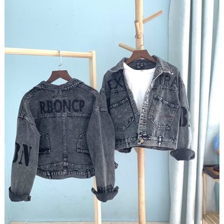 Áo khoác jean nữ Rboncp FENG xám có mũ cao cấp form 48-59kg Chiwawa shop giá sỉ C56