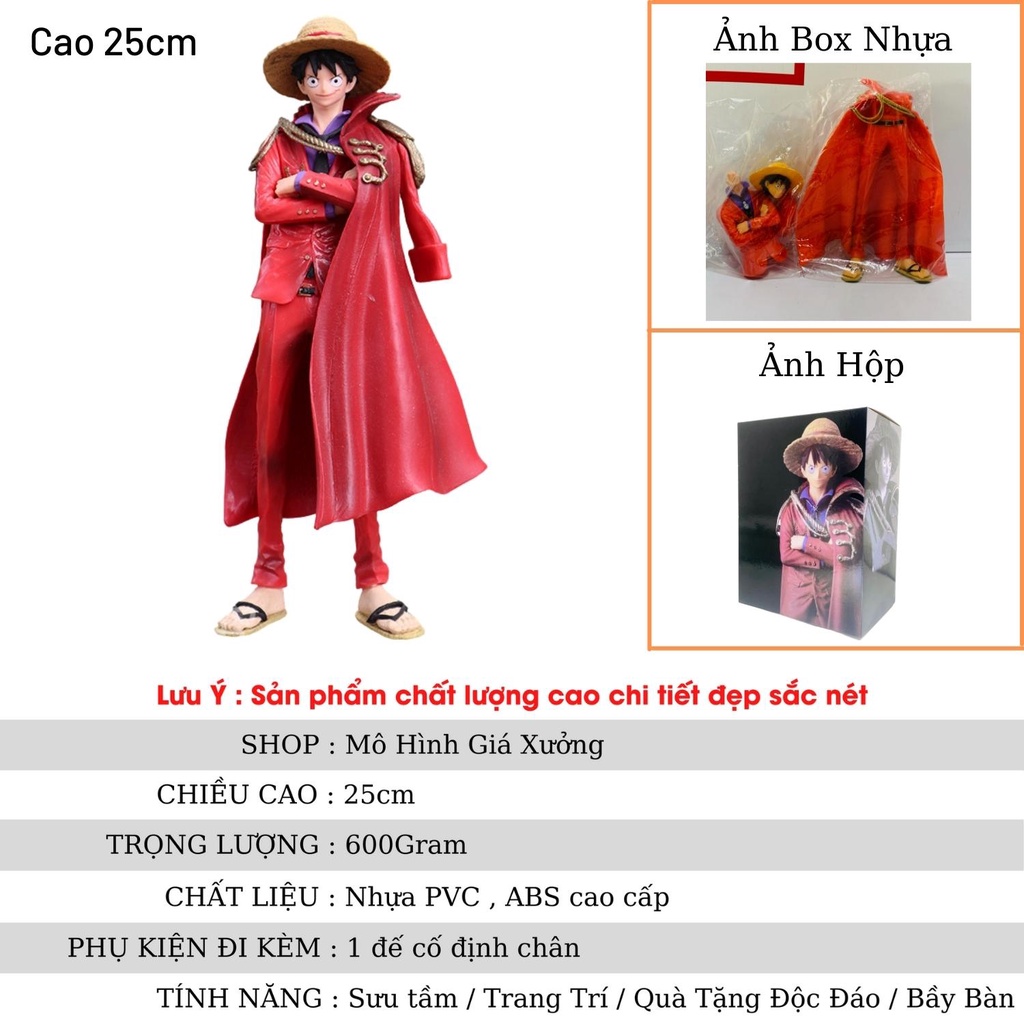 Mô hình One Piece luffy mũ rơm áo choàng đỏ bản kỉ niệm 20 năm cao 25cm , figure mô hình one piece , mô hình giá xưởng